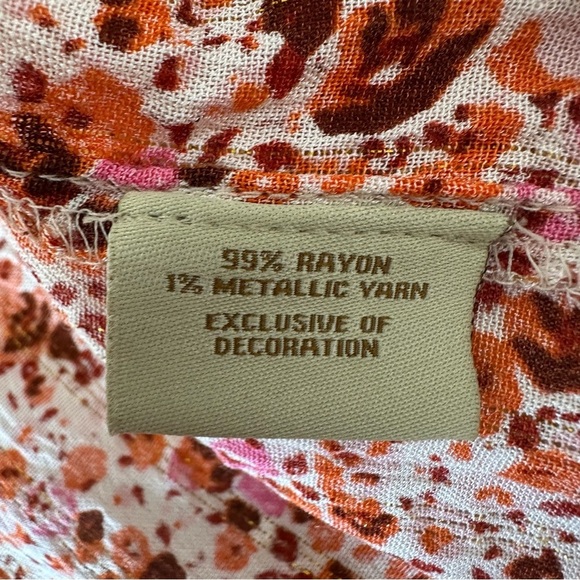 Ditsy Floral Kimono Lace Trim Orange OS - Picture 5 of 9